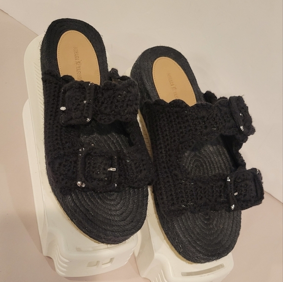 Maison Mihara Yasuhiro Black Crochet Knit Sandals Women's Size 36 EU